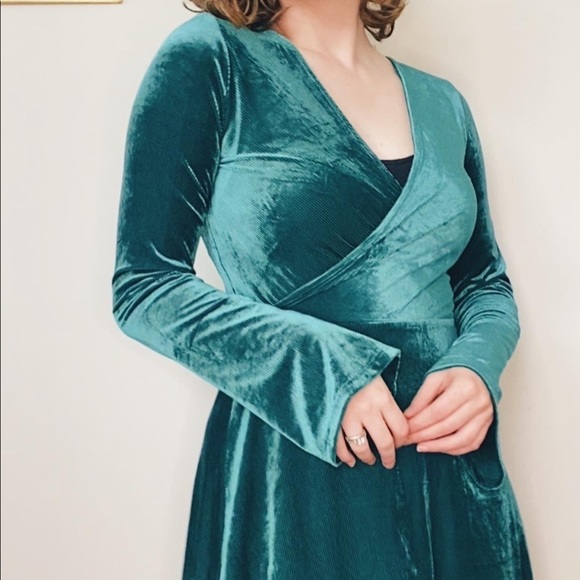 Express Dresses & Skirts - Teal Express V-Neck Dress